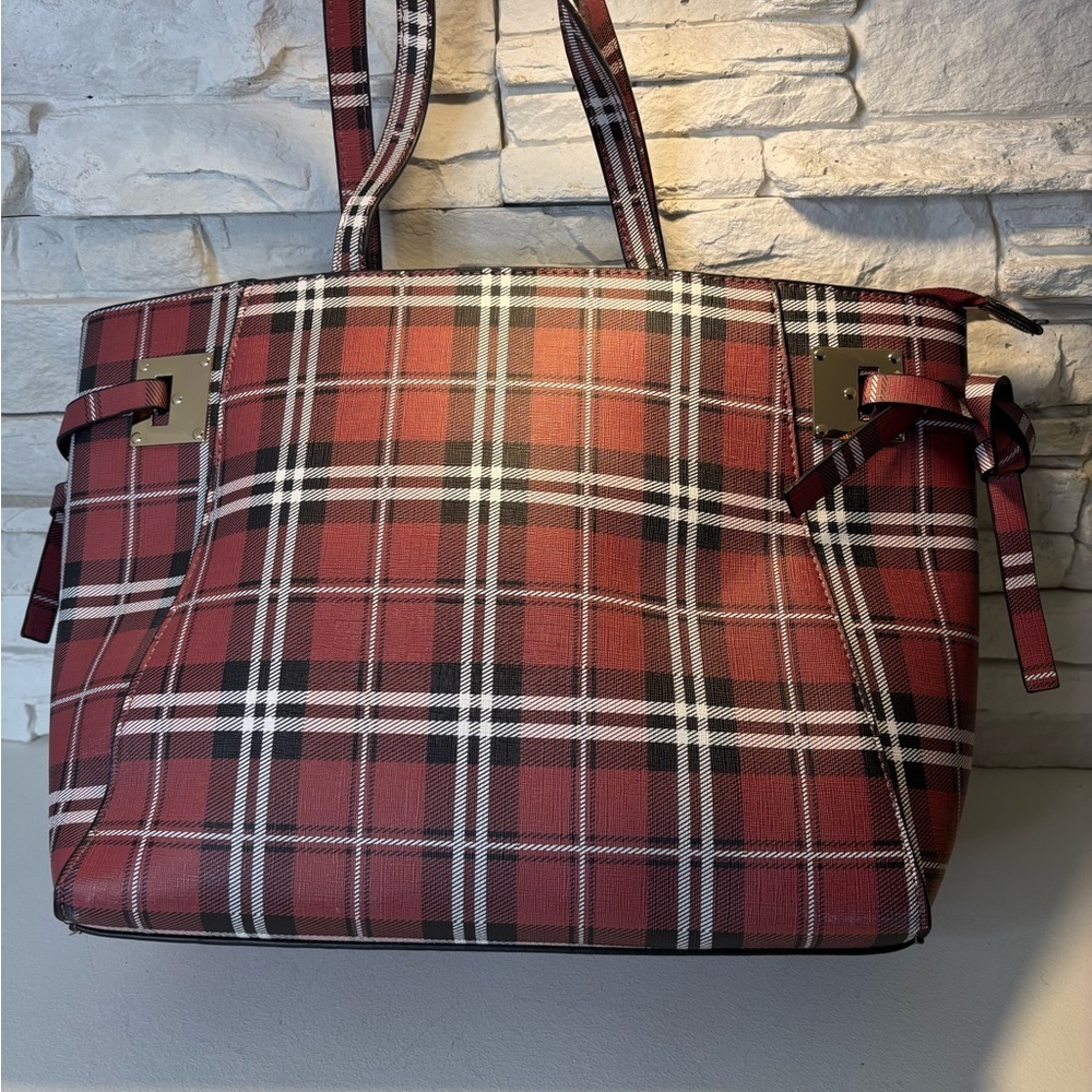 Plaid Red Women's Tote Bag - Picture 2 of 10
